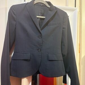 Theory wool-blend tailored two button dark navy/almost black Blazer size 00